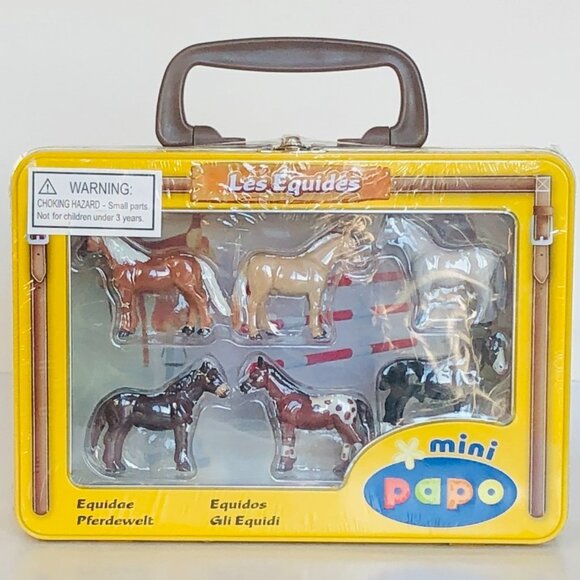 Papo Mini Horses Hand painted figurines in Tin Case New Sealed Age 3+ - Picture 4 of 8